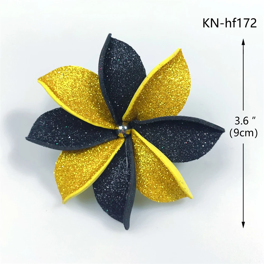 Stylish Party 9CM Artificial EVA Foam Tiare Flowers Hair Pick w Glitter Powder