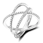 925 Sterling Silver Ring Double X Cross Cz Wedding Band