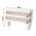 4 in1 Paper Hanger Cling Film Storage Rack Film Roll Holder Cutter Wall Mounted Plastic Kitchen Towel Foil Dispenser Cling