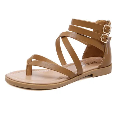 Amazon.com: Sandalias romanas casuales de tacón bajo retro con cremallera  plana hueca, transpirables, informales, para exteriores : Productos para  Animales