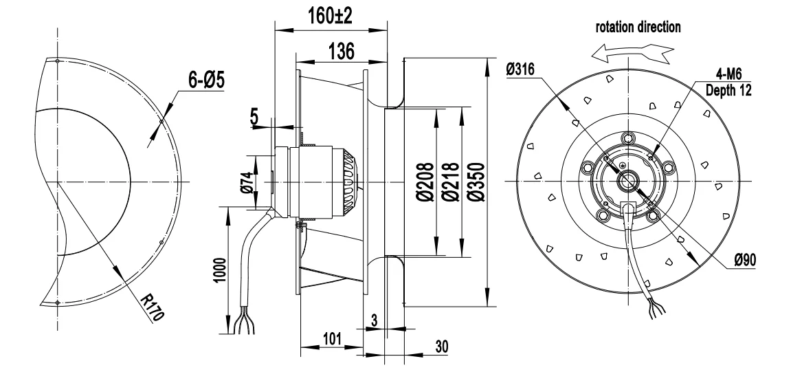 Centrifugal Fan, 315mm, Aluminium, Radial, 220V - detail 18