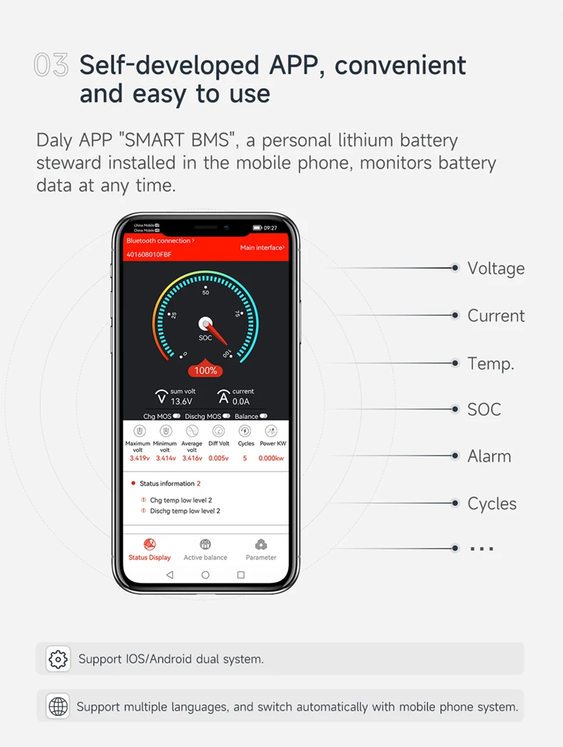 Daly Smart Lfp Bms Energy Storage System Lithium Lifepo Battery Pack