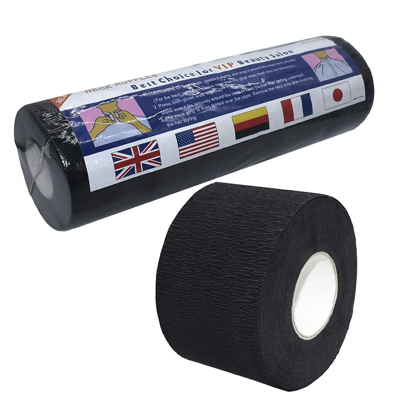 Strong Tensile Elasticity Clean and Comfortable for Barber Salon Hairdressing 1Roll Black KANGMOON Disposable and Elastic Hygienic Barber Neck Strip/Paper/Tissue/Collar/Tape/Ruffle 