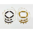 Beads Bohemian 3pcs/set Independent Multilayer Bangle Bracelet Strech Colorful Beads Gold Charm Bracelets