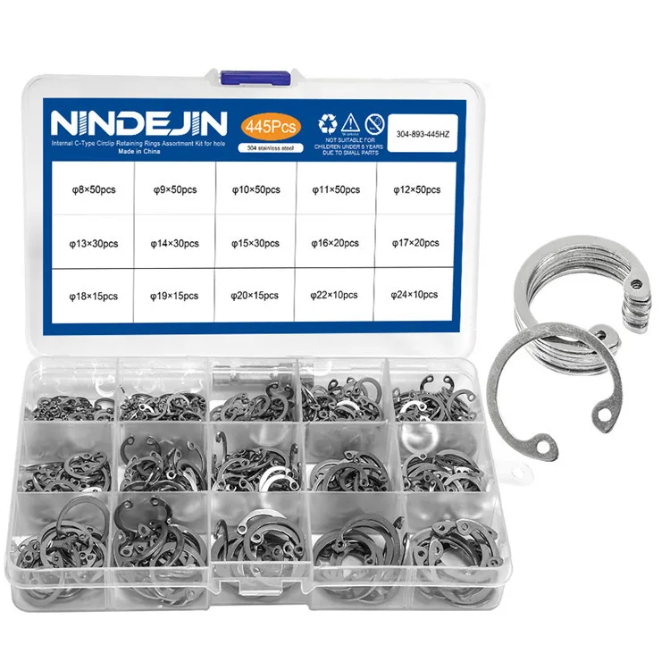304 Stainless Steel 15 kinds of External Circlip Retaining Ring Snap Ring Kit 
