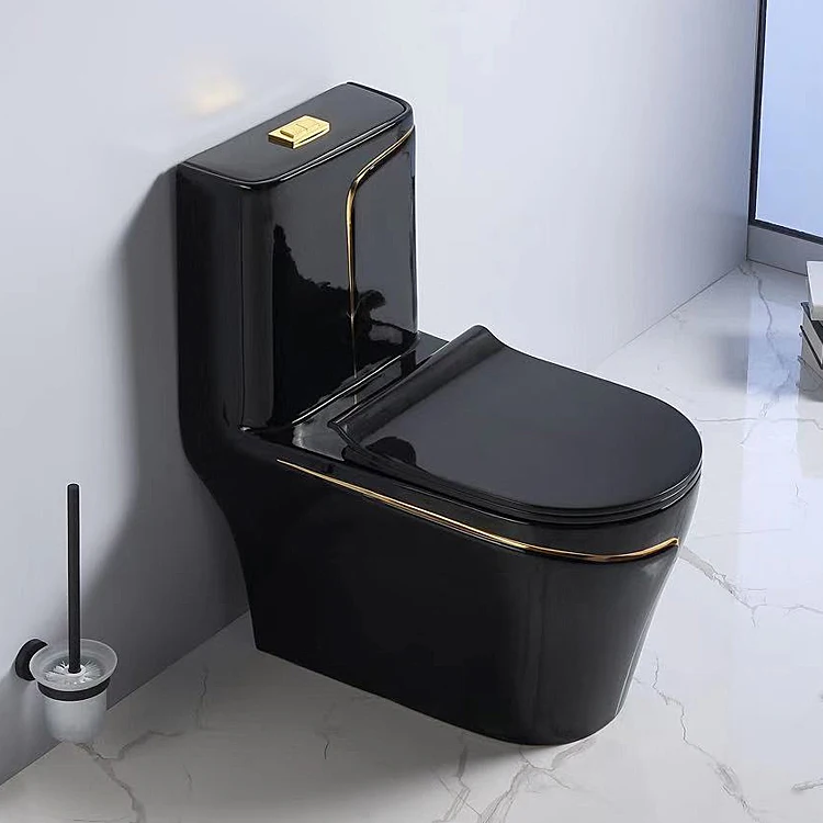 Inodoro Negro Luxury One Piece Ceramic Wc Water Closet Porcelain Gold