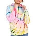 Women's Long Sleeve Pullover Casual Hooded Sweatshirt Ladies Autumn Plain Tie Dye Drawstring Hoodies