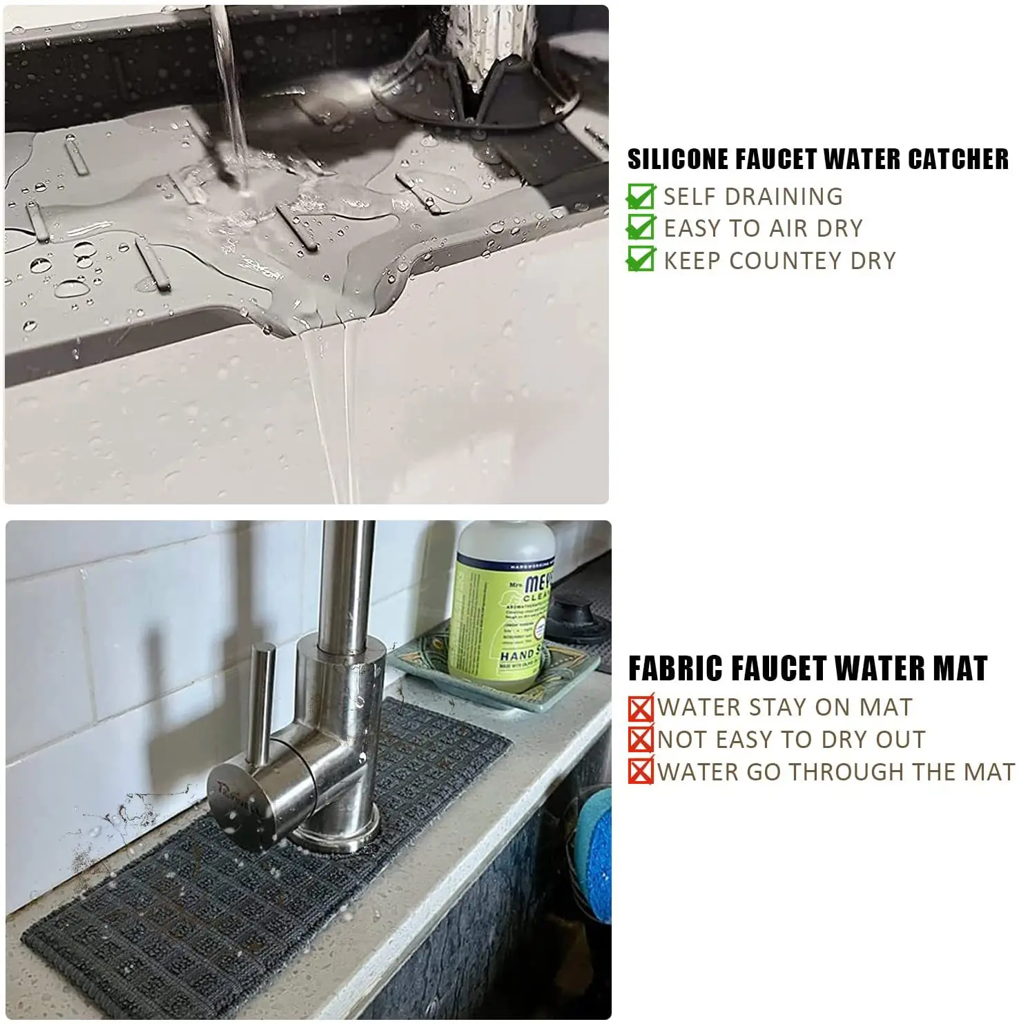 Amazon top selling Silicone Faucet Water Catcher Mat Sink Splash Absorbent Mat For Faucet Diatom Mud Faucet Mat
