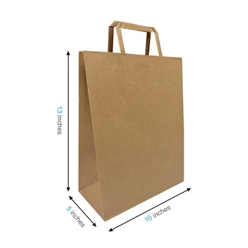 Kraft Paper Bags with Flat Handles 10x5x13 inches