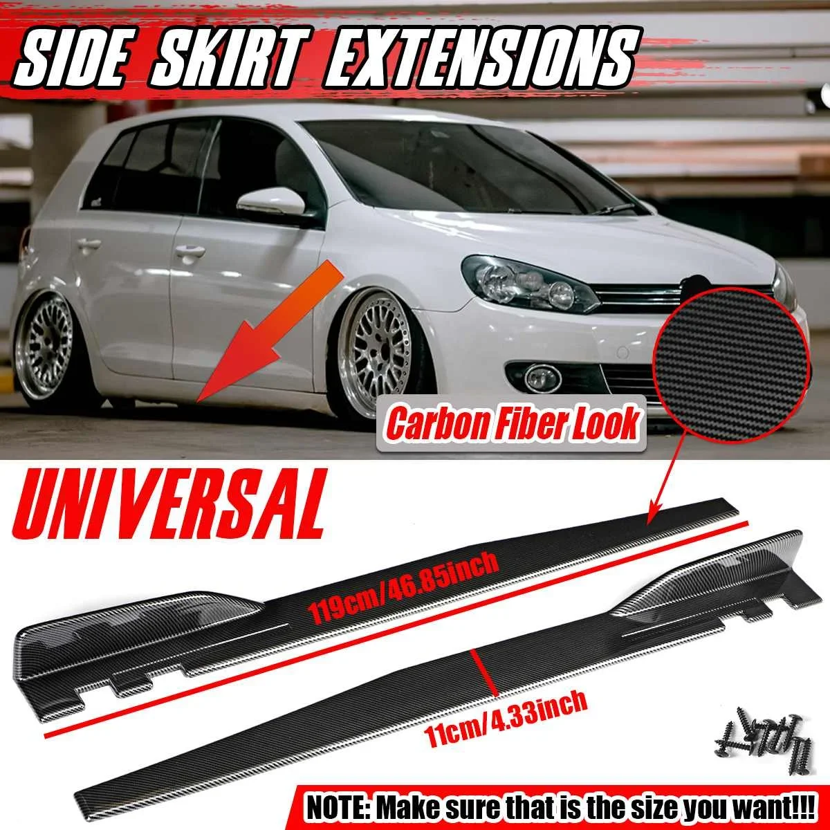 Golf Side Skirt Body Kit Winglet Extensions Splitters Spoilerfor Vw For