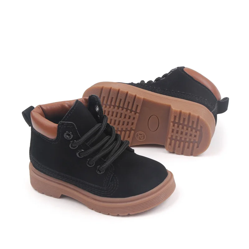 Baby Casual Solid Color British Style Baby Shoes High Top Front Lace-up Children's Shoes details
