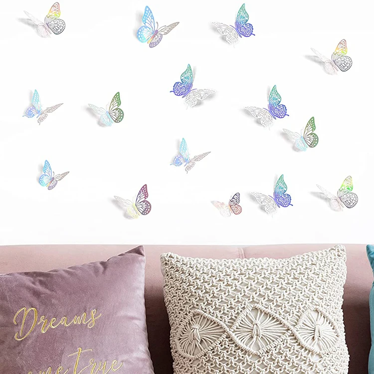 Home Room Decoration Removable DIY Mirror 3D Durable PVC Butterflies Wall Sticker for Party