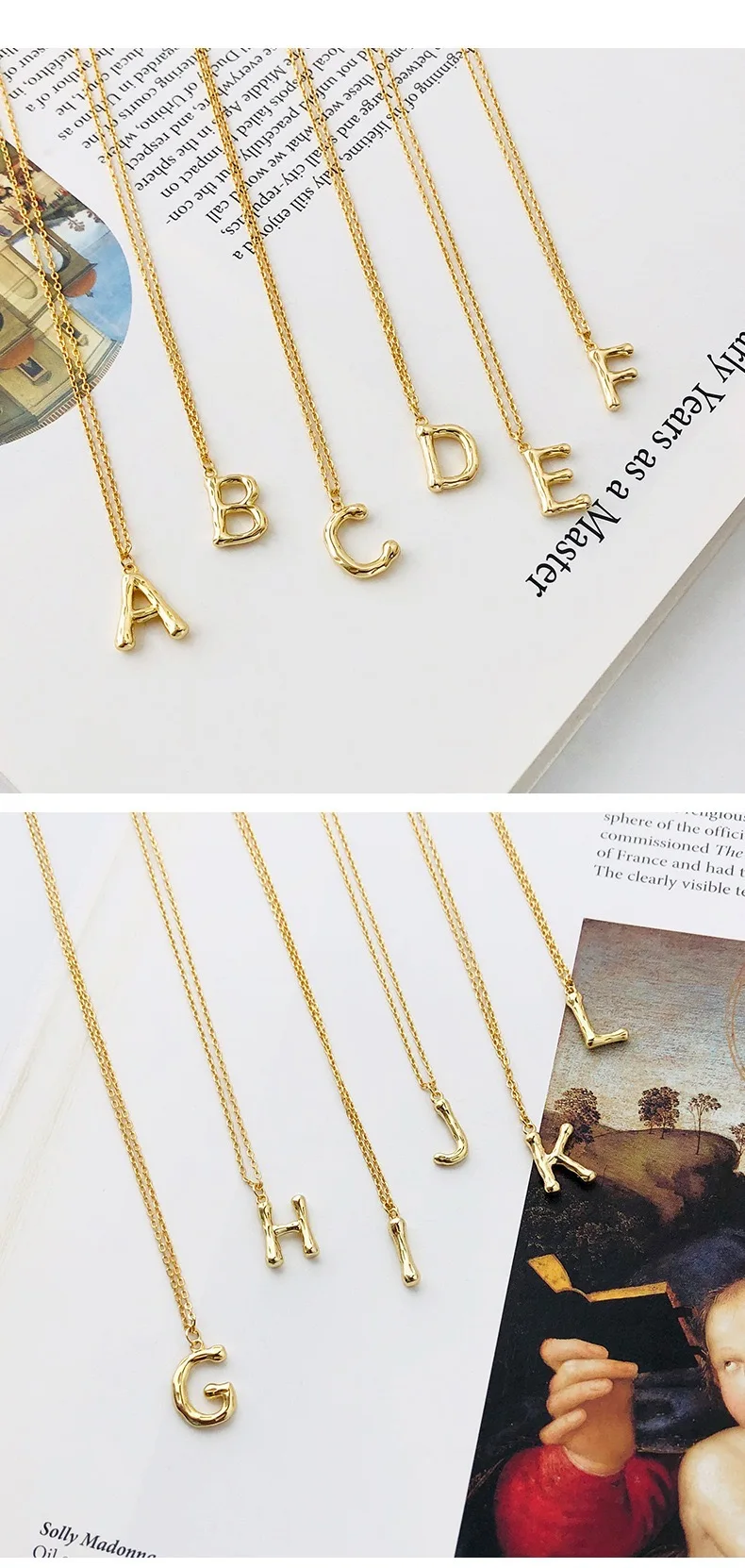 Gold plated 925 sterling silver letter pendant necklace chain personalized name initial letter necklace