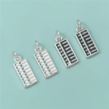Vintage Solid 925 Sterling Antique Silver 18mm Hollow Abacus Shaped Charm Pendant With Ring For Jewelry Making