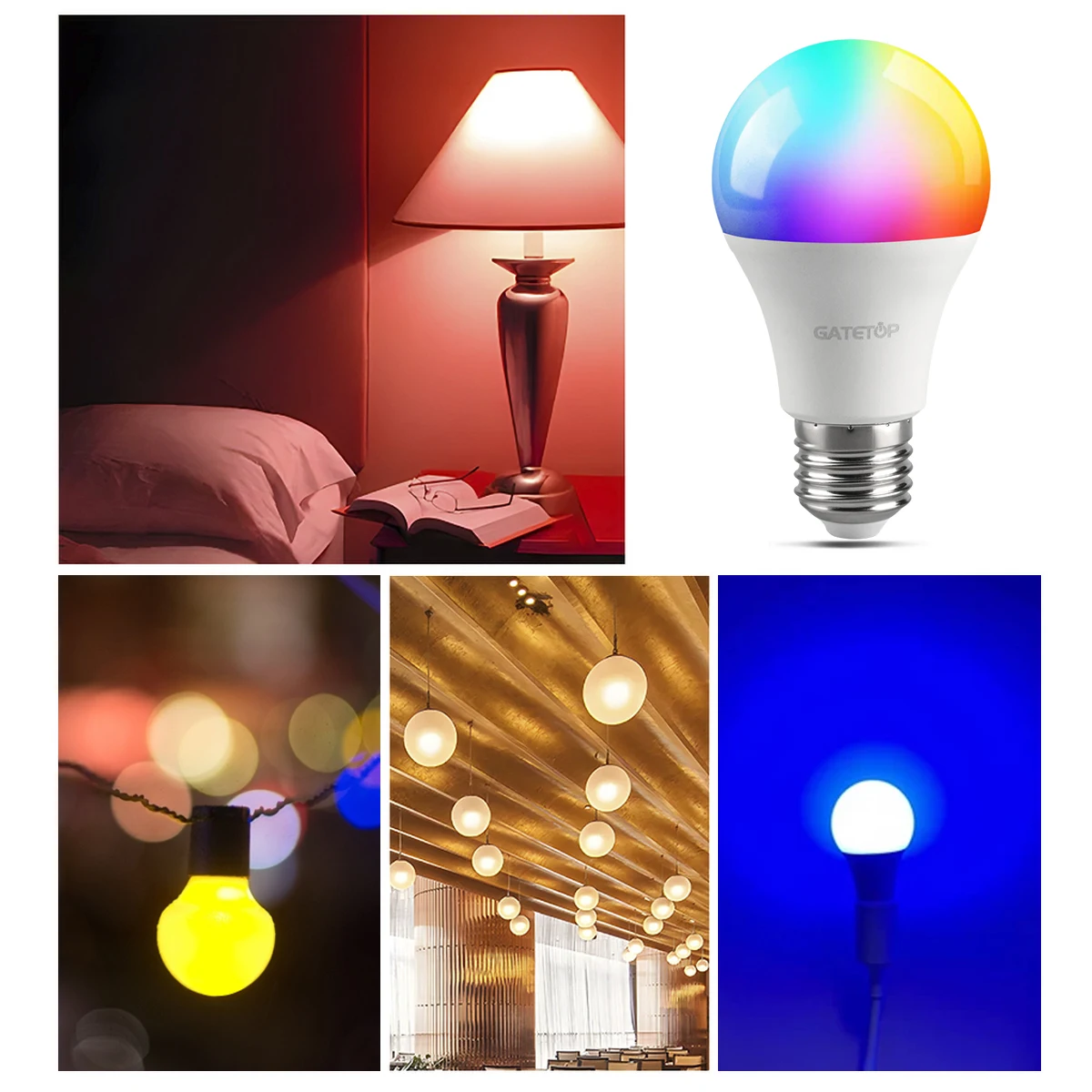 E27 LED Smart Bulb RGB Tuya Lamp Bluetooth APP Control Dimmable Ampoule LED Light Bulb 15W Home Bedroom Christmas Party Decor