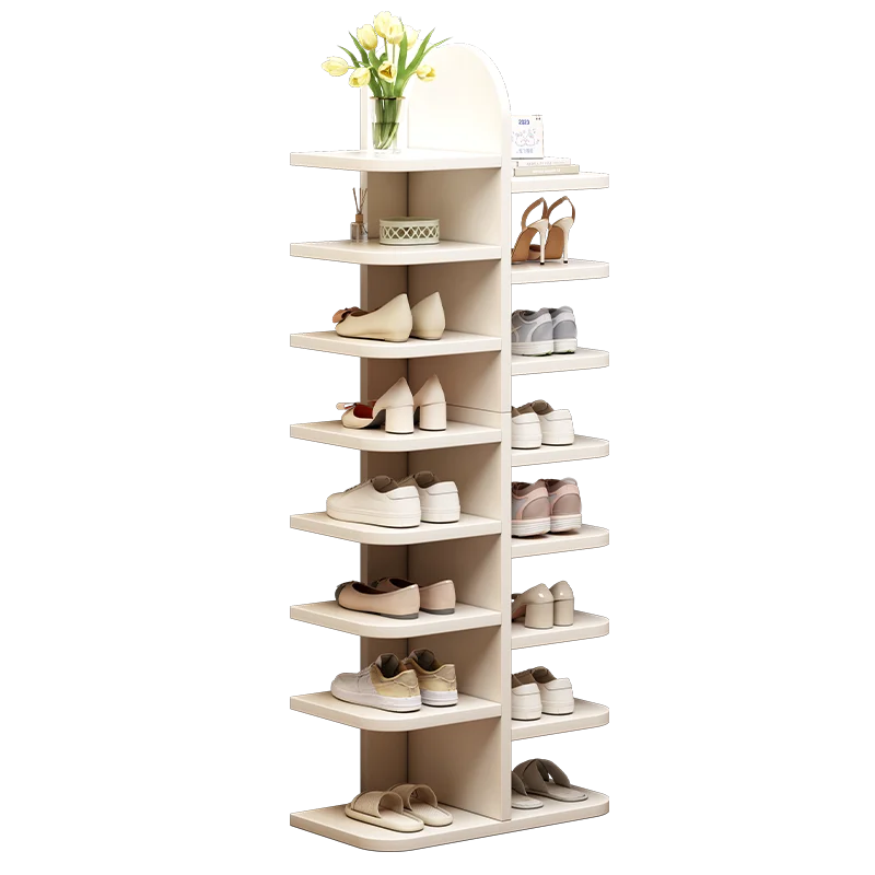 Modern White Yellow Vertical Multi-layer High Narrow Shoe Rack Storage for Small Entrance Space