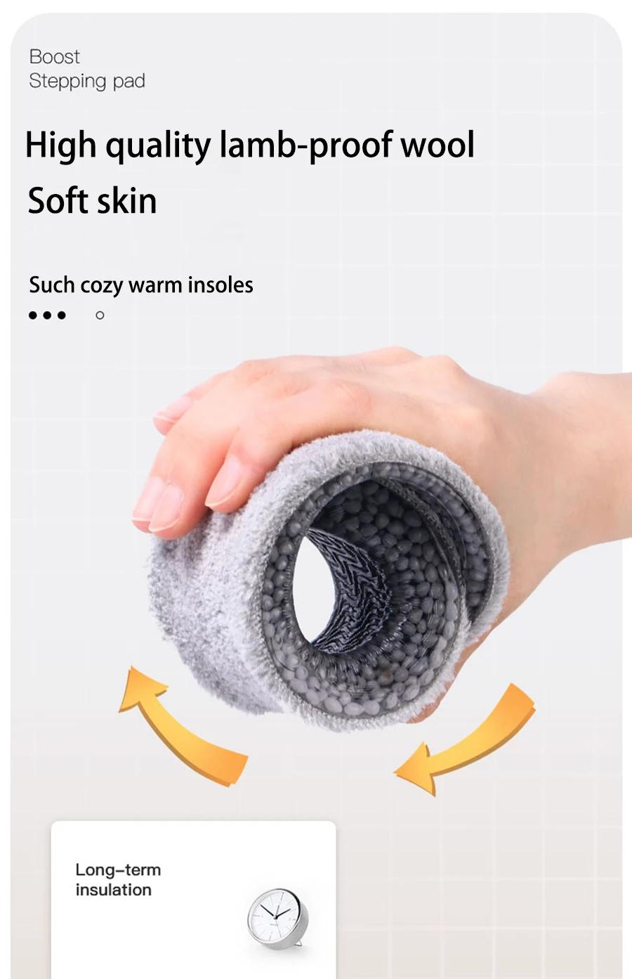 Popcorn Silicone Lamb Wool Insoles, Height-Increasing & Thermal Comfort Popcorn Silicone Lamb Wool Insoles, Height-Increasing & Thermal Comfort