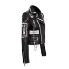 Jacket Women 2021 Fashion Pu Jacket Women Motorbike Graffiti Print Punk Style Faux PU Leather Jacket