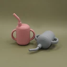 Baby Baby Beverage Storage Container No Spill Drink Beverage Foldable Baby Silicone Snack Cup With Straw