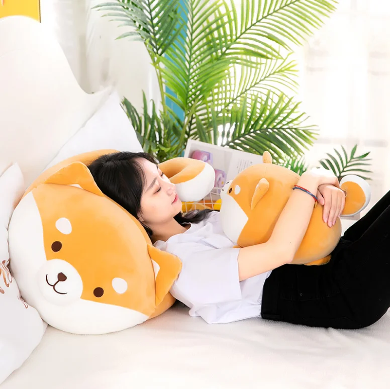 Hot Sale Kawaii Fat Shiba Inu Stuffed Plush Toys Boyfriends Comfortable Simulation Corgi Dog Shape Sleeping Pillow
