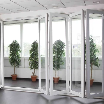 Australia Certified Modern Double Triple DLazed Aluminium Sliding Folding Doors Heat Insulation Fiberglass Screen Netting Glass