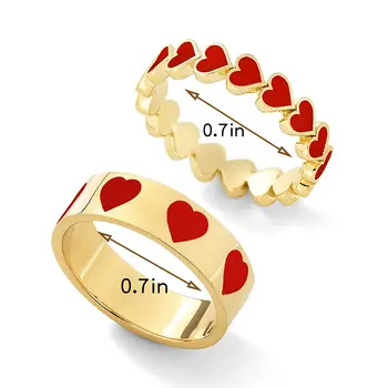 2022 Stackable Colorful Proved Peach Heart Best Boy Girl Design Simple Couple For Love Matching Ring Jewelry Set Without Stone