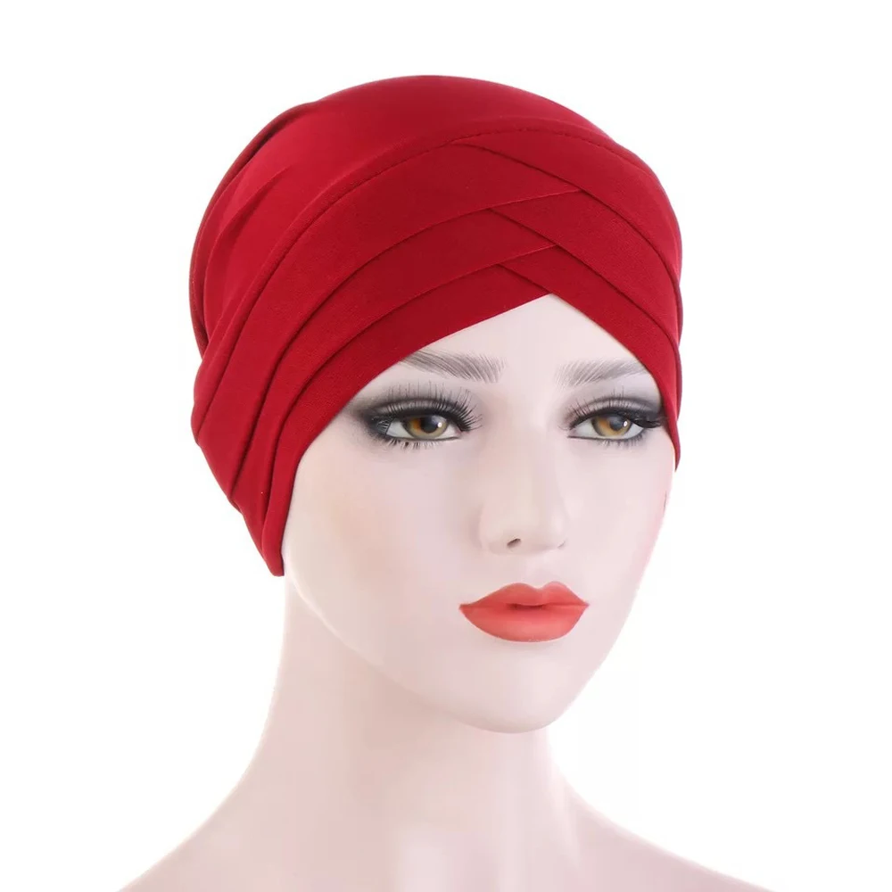 Head Cover Hat Hair Loss Stretchy Turban Chemo Cap Ladies Head Wrap Muslim Hat