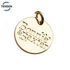 Gold Charm Name Pendant Custom Gold Bracelet Round Tags Logos Engraved Letter Metal Charm Pendant For Jewelry Making