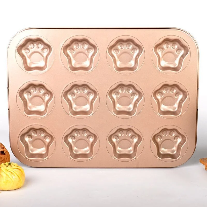 Custom Cat paw shapes Muffin Baking Dishes Round Cake Loaf Deep Roast Square Baking Tray Nonstick 6 9 12 holes Baking round Pan