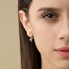 Fashion Earrings Earrings Fashion Gold Plated Initial Alphabet Letter Crystal Huggige Earrings Jewelry