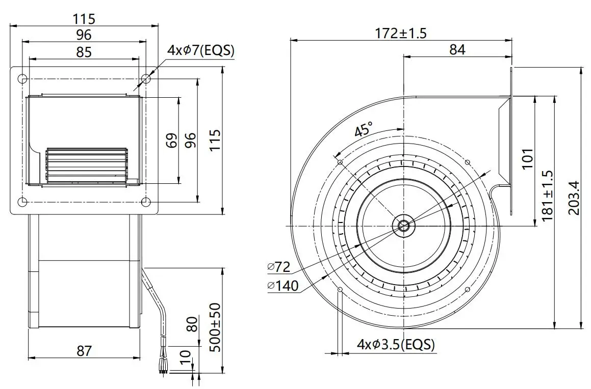 Centrifugal Blower, 24/48v, 120mm - detail 10