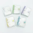 Binder Girl's DIY Cute Design Loose Leaf 3 Hole Binder Plastic Cover Mini Pocket Size Spiral Diary Notebook
