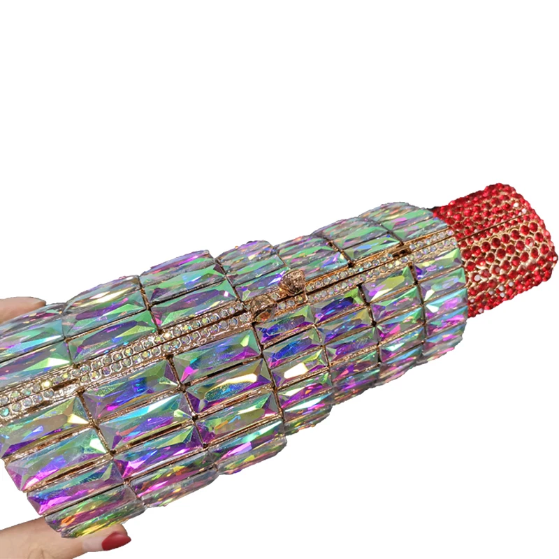 Hot Selling Lipstick Purse Rhinestone Clutch Lipstick Rhinestone Bag