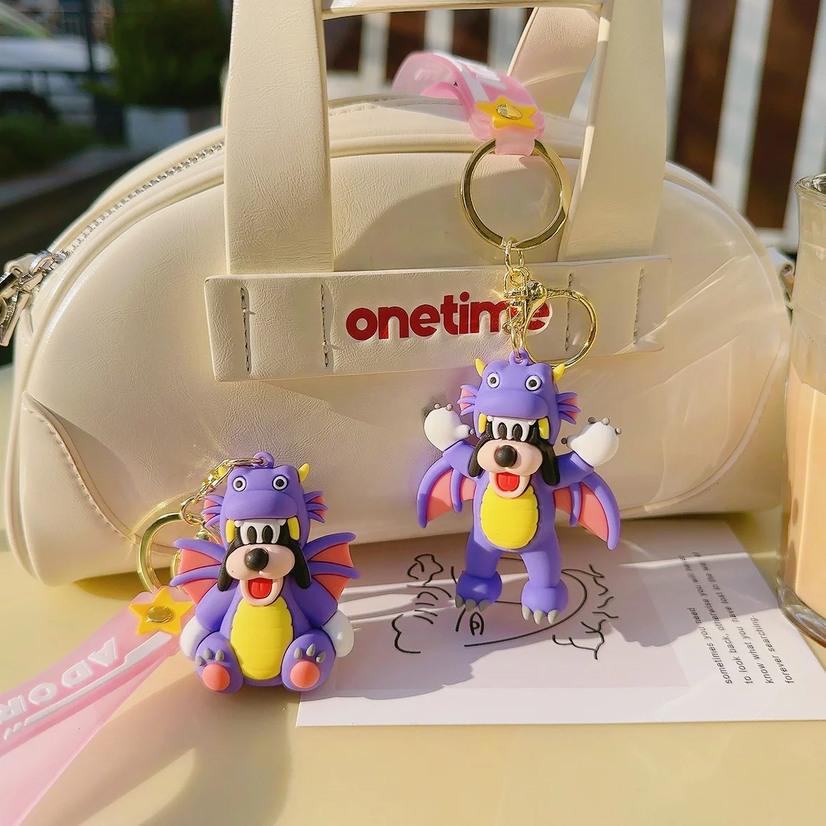 3D Doll Keychain Lovely purple Cartoon Goofy Key Chain Car Key Bag Pendant Accessories Promotional Gift Keyrings