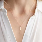 Pendant 2021 Fashion Jewelry Personalized Small Vertical Bar Pendant 316l Stainless Steel Necklace For Women