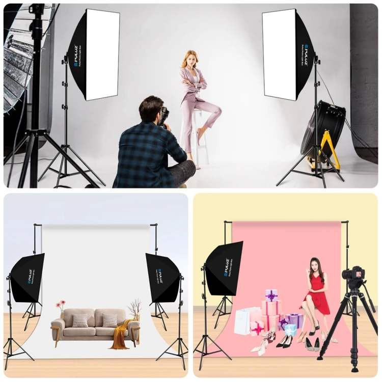 Kit D'éclairage de Photographie PULUZ 2 PCS 50x70cm Avec Trépied et Boîte à Lumière-5