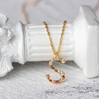 925 Sterling Silver Silver 925 Sterling Silver Rainbow Initial Letter Gold Plated Necklace
