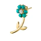Gold Diamond Earring New Statement Jewelry Multicolor Crystal CZ 14k Yellow Gold Diamond Teddy Flower Earring