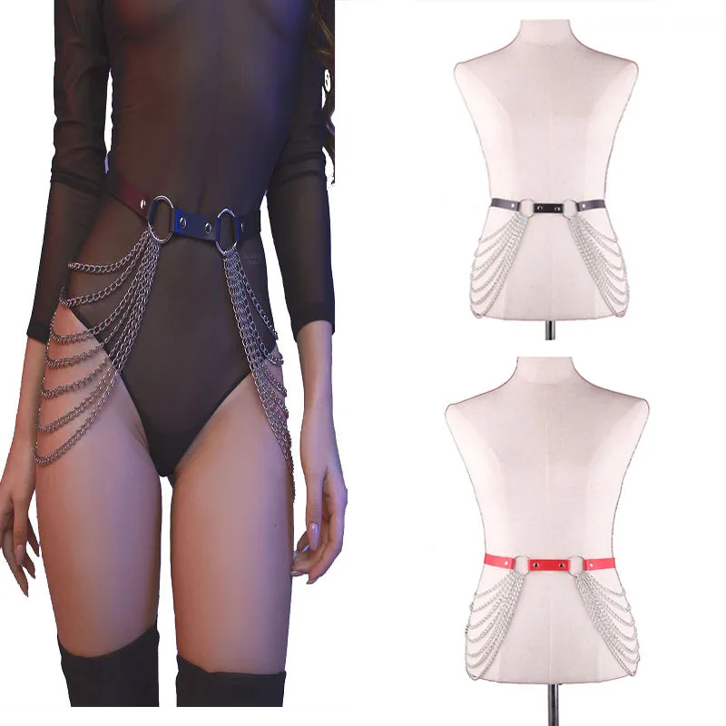 Pu Leather Girls Leg Waist Chain Party 