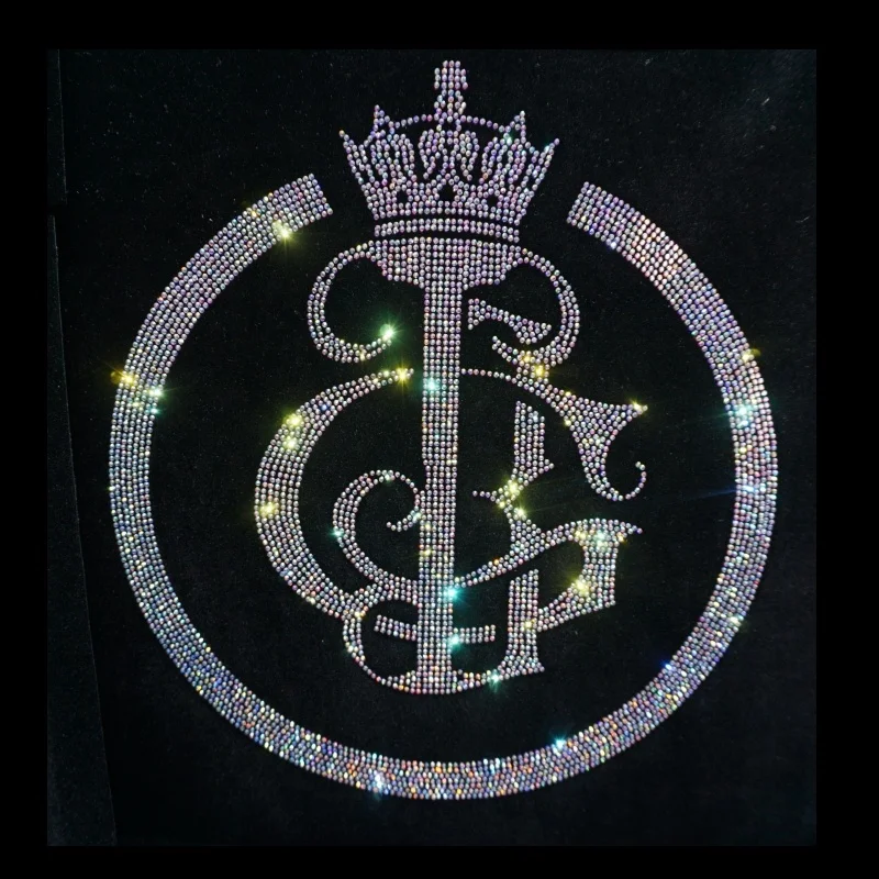 crown rhinestone heat transfer company logo customize ab cristal stones garment accessories for clothing