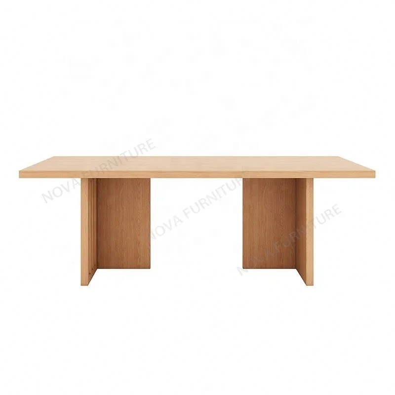 NOVA Sitting Room Furniture Tea Table Rectangular Oak Veneer Coffee Table With Wooden Wide Solid Legs