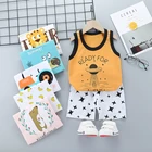 Boys Amazon Hot Sale Boys And Girls Cotton Summer Vest Shorts Suit Kids Clothing Baby Clothes