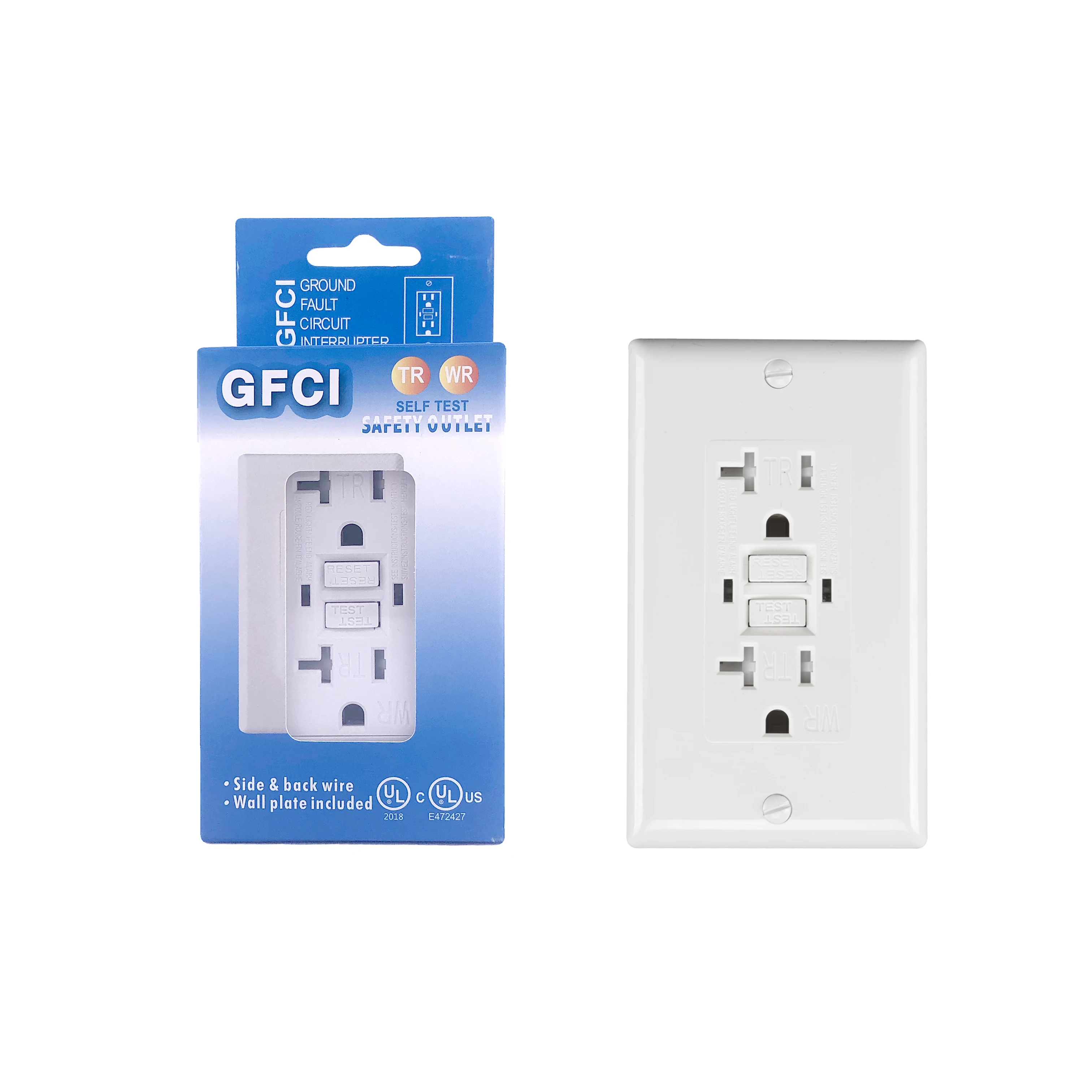 GFCI Outlet 20 amp Receptacle UL listed WR Tamper Resistant End of Life Monitoring Self-test Electrical Outlets GFCI Receptacle for Outdoor