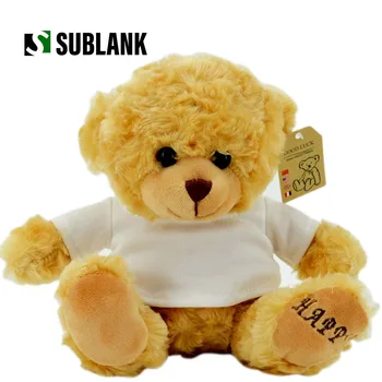 Christmas Valentines Gifts Custom Logo Toys Sublimation Blanks Graduation Plush Teddy Bear with printable t shirt Cloth