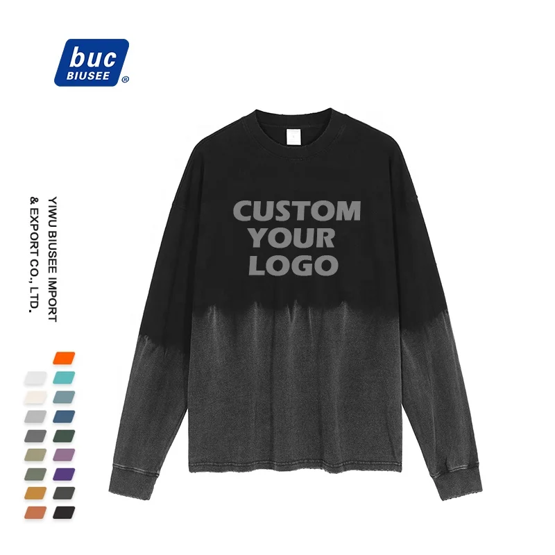 250g Heavyweight 100% Cotton Vintage Custom Print Long Sleeve T Shirt With Own Logo
