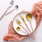 Cutlery Cubiertos Pink Flatware Sets Tableware Cubiertos Talher Fork Knife Spoon Set Stainless Cutlery Set