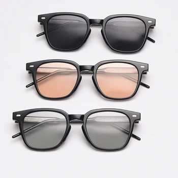 Square frame sunglasses for men woman fashion korean style polarized male sun glasses uv400 driving handmade
