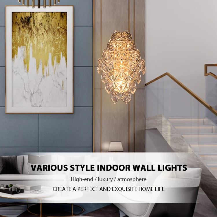 Nordic Modern High Quality crystal Glass LED Indoor Wall Lamp For Home Decoration