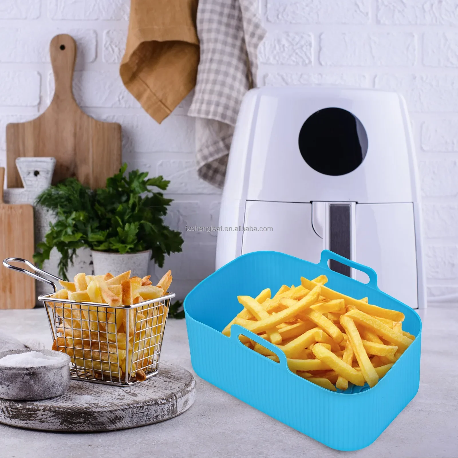 product 2pcs bpa free eco friendly food grade au gratin dishes rectangle oven baking tray basket reusable air fryer silicone tray liner-9