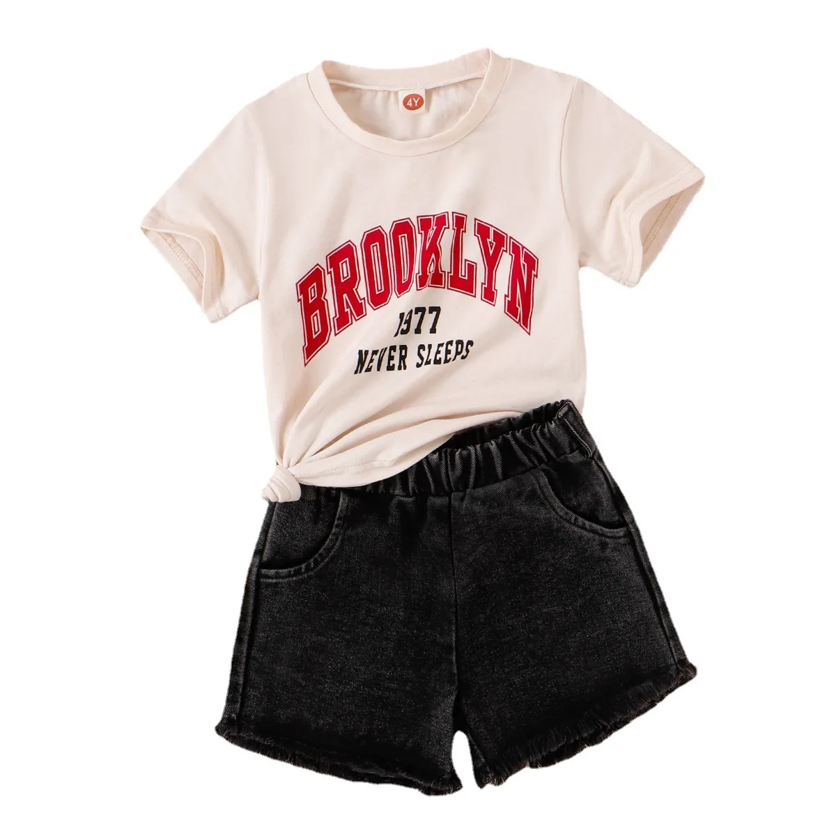 New summer fashion toddler girls clothing outfits short sleeve letter design shirts+shorts boutique kids children sets